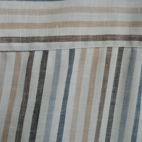 Jos A Bank 100% heavy linen striped button down Mens shirt - Picture 6 of 16